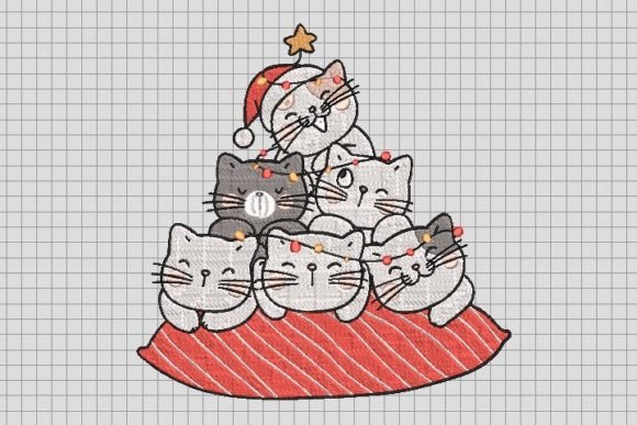Christmas Cat Fam with Lights