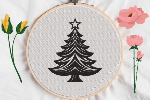 Christmas Tree with Star Embroidery