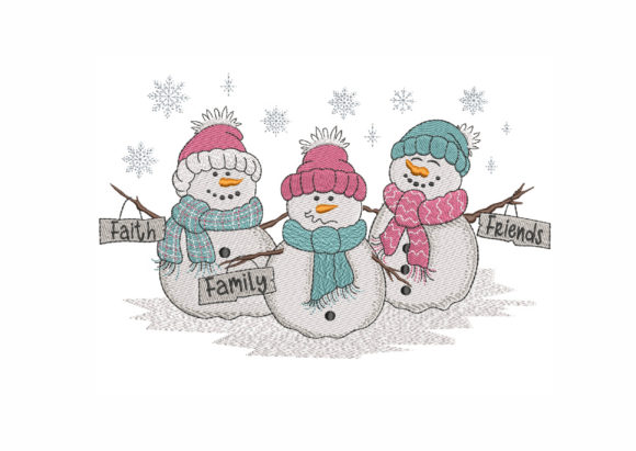 Cute Trio Snowman, Faith Family and Friends