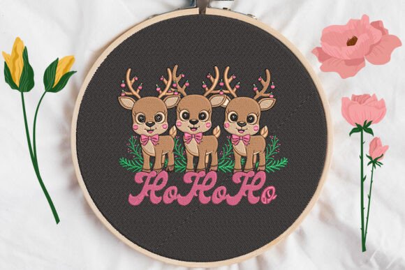 Ho Ho Ho Reindeer Embroidery Design