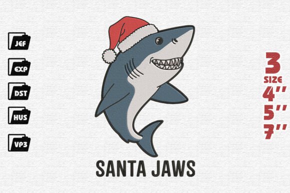 Santa Jaws: A Playful Holiday Embroidery Design for Boutique Apparel