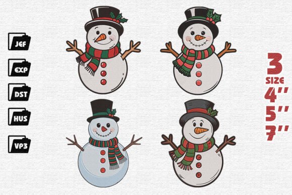 Set of 4 Cute Snowmen